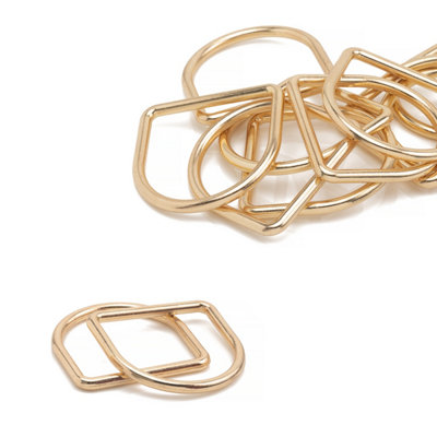 30mm Welded Metal D Ring Buckle for Purse, Pet Collars, Webbing Strap, Gold - 10pcs