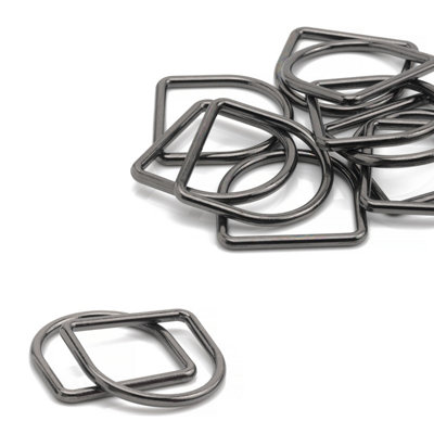 30mm Welded Metal D Ring Buckle for Purse, Pet Collars, Webbing Strap, Gunmetal - 10pcs
