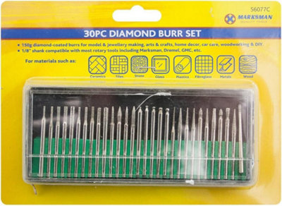 30Pc Diamond Burr Set Craft Metal Jewellery Gemstone Grind Engrave Stone Glass