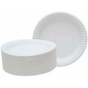 30Pc Disposable Paper Plates Tableware Serve White Catering 9 Inch