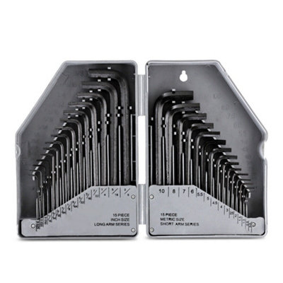30pc Hex Key Set Metric Imperial AF Allen Hexagon Wrench Heavy Duty ...