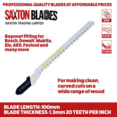 30pc Saxton T Shank Jigsaw Blades Set T144D T101B T101BR T111C T101AO T118G Wood & Metal
