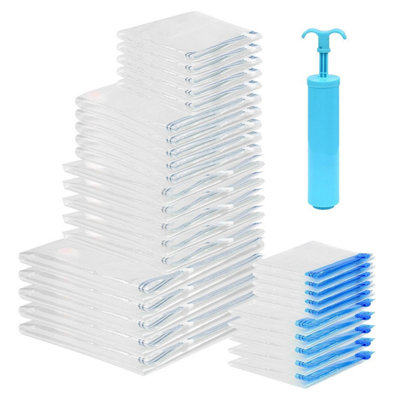 30PC Space Saver Vacuum Storage Bags - Reusable Vacuum Storage Bags - Made From Durable Transparent Plastic Materials