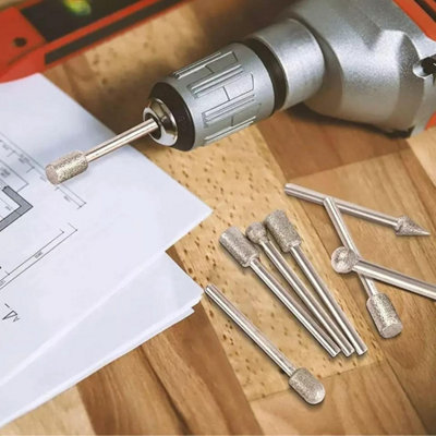 52-Piece Diamond Grinding Bit Set – 1/8 Inch (3mm) Shank, Variety Of Shapes (Ball, Cone, Cylinder, Oval, Teardrop), For Rotary Tools, Stone, Glass, Ceramics Carving, Polishing, And Grinding