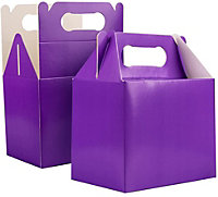 30Pcs Purple Colour Cardboard Lunch Takeaway Birthday Wedding Carry Meal Food Cake Party Box Childrens Loot Bags