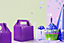 30Pcs Purple Colour Cardboard Lunch Takeaway Birthday Wedding Carry Meal Food Cake Party Box Childrens Loot Bags