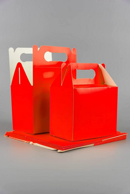 30Pcs Red Colour Cardboard Lunch Takeaway Birthday Wedding Carry Meal ...