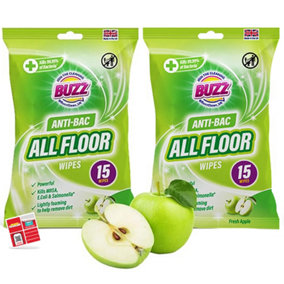 30pk Buzz All Floor Wipes Apple- Ultra Strong, Wood Floor Large Cleaning Wipes- Cleaning Wipes for Wood Floor - Dust Magnet
