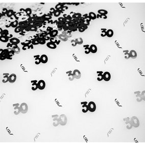 30th Birthday Confetti Black & Silver 1 pack x 14 grams birthday decoration Foil Metallic 1 pack