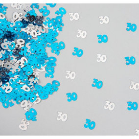 30th Birthday Confetti Blue & Silver 1 pack x 14 grams birthday decoration Foil Metallic 1 pack
