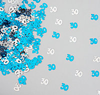 30th Birthday Confetti Blue & Silver 4 pack x 14 grams birthday decoration Foil Metallic 4 pack