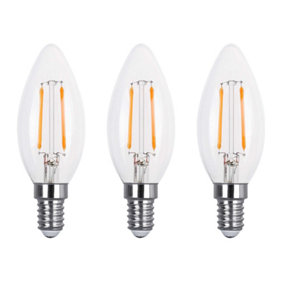 30w Equivalent LED Filament Candle Light Bulb Candle E14 Small Screw 2.0w - Warm White - Pack of 3