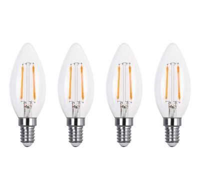 30w Equivalent LED Filament Candle Light Bulb Candle E14 Small Screw 2.0w - Warm White - Pack of 4