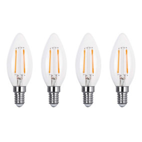 30w Equivalent LED Filament Candle Light Bulb Candle E14 Small Screw 2.0w - Warm White - Pack of 4