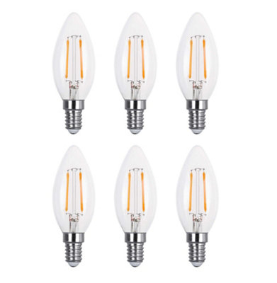 30w Equivalent LED Filament Candle Light Bulb Candle E14 Small Screw 2.0w - Warm White - Pack of 6