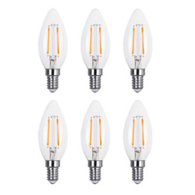 30w Equivalent LED Filament Candle Light Bulb Candle E14 Small Screw 2.0w - Warm White - Pack of 6