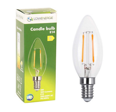 30w Equivalent LED Filament Candle Light Bulb Candle E14 Small Screw 2.0w - Warm White