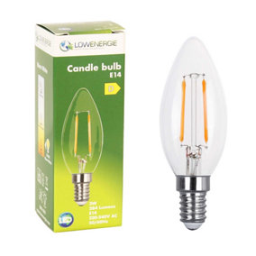 30w Equivalent LED Filament Candle Light Bulb Candle E14 Small Screw 2.0w - Warm White