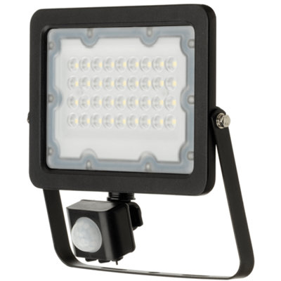 30W Floodlight with PIR and Integrated LEDs