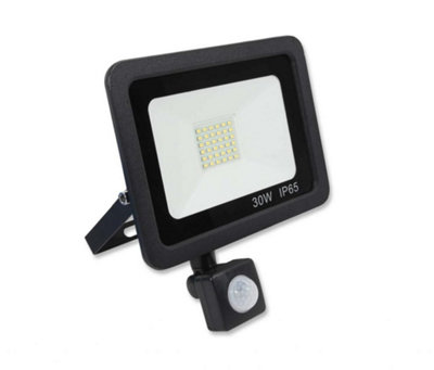 30w LED Floodlight with PIR - Black Casing