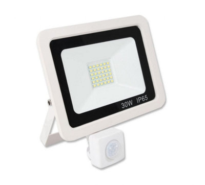 30w LED Floodlight with PIR - White