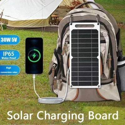 30W Portable Solar Panel USB Type C Waterproof Camping Hiking Phone ...