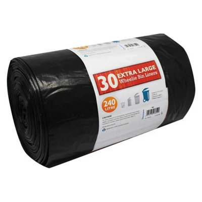 30x Black Large Capacity 240L Wheelie Refuse Sacks For Outdoor Bins