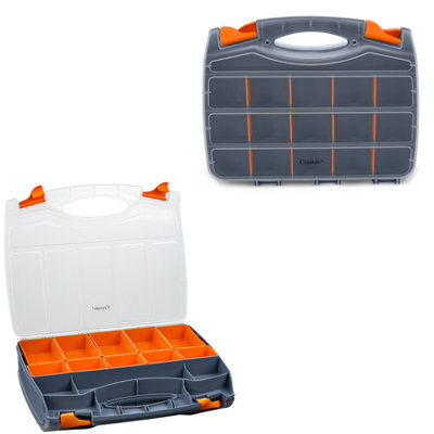 31 Compartment Double Sided Storage Box Tool Organiser Carry Case for Screws & Small Parts