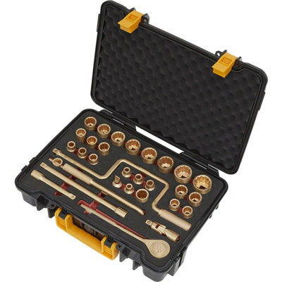 31 Piece Non-Sparking Socket Set - 1/2" Square Drive - Beryllium Copper