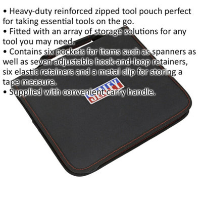 310 x 50 x 265mm 6 Pocket Zipped Tool Bag / Storage Carry Pouch - Chisel File