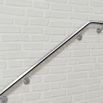 AVER-GROWTH Wall-Mounted 304 Stainless Steel Handrail KitSilver Length 120Cm Diameter 42.4 mm from B&Q