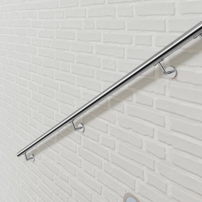 AVER-GROWTH Wall-Mounted 304 Stainless Steel Handrail KitSilver Length 200Cm Diameter 42.4 mm from B&Q