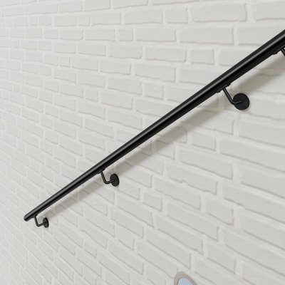 AVER-GROWTH Wall-Mounted 304 Stainless Steel Handrail KitBlack Length 200Cm Diameter 42.4 mm from B&Q