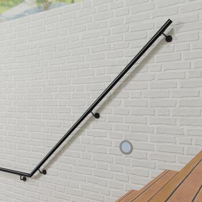 AVER-GROWTH Wall-Mounted 304 Stainless Steel Handrail KitBlack Length 240Cm Diameter 42.4 mm from B&Q