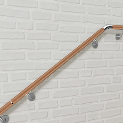 AVER-GROWTH Wall-Mounted 304 Stainless Steel Handrail KitBrown Length 80Cm Diameter 42.4 mm from B&Q