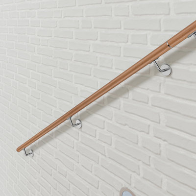 AVER-GROWTH Wall-Mounted 304 Stainless Steel Handrail KitBrown Length 240Cm Diameter 42.4 mm from B&Q