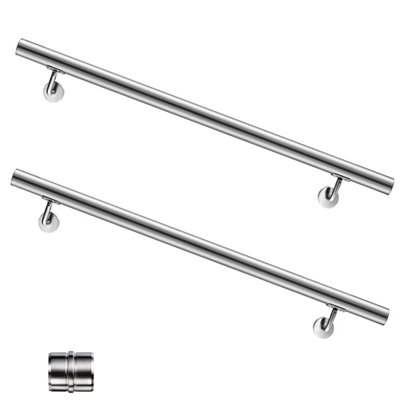 AVER-GROWTH Wall-Mounted 304 Stainless Steel HandrailStair Handrail KitFor Indoor And Outdoor Use Silver 240Cm L from B&Q