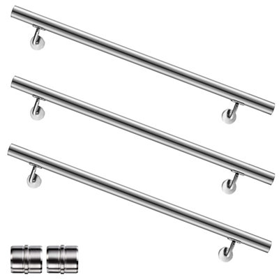 AVER-GROWTH Wall-Mounted 304 Stainless Steel HandrailStair Handrail KitFor Indoor And Outdoor Use Silver 600Cm L from B&Q