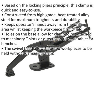 310mm Table Workbench C-Clamp - Swivel Foot - 0-100mm Jaws - Pillar Drill Grip
