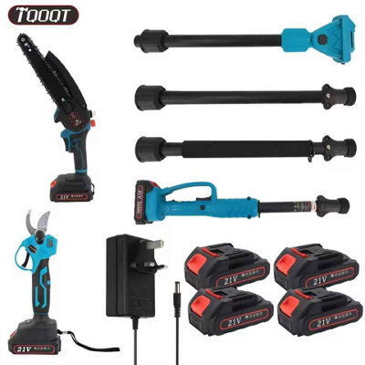 4 In 1 Electric Long Reach Telescopic Pole Chainsaw Kit8 Inch Pruner Trimmer With 4 Batteries For Tree Cutting And Garden Maint from B&Q