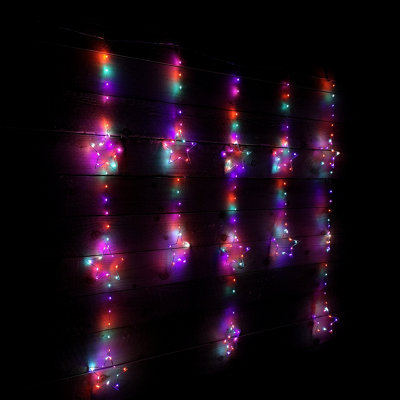 312 LED 1.3m x 1.2m Premier Christmas Star Curtain Lights in Static Rainbow & Twinkling Orange Price Comparisons | Compare The Build
