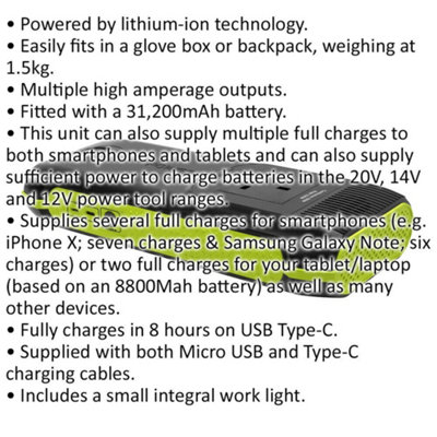 31200 mAh Lithium-ion Power Pack - 160W Plug Socket - Portable Power Supply
