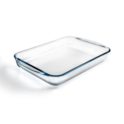 B&Q -  Rectangular Glass Roasting DishClearSize: 40 X 27 Cm,