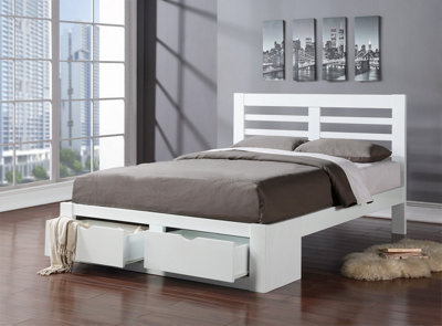B&Q -  New Bretton King Size 5Ft Hardwood White Bed Frame With Drawers