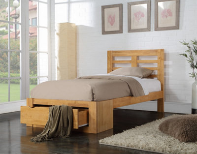 B&Q -  New Bretton Single 3Ft Hardwood Oak Bed Frame With Drawer