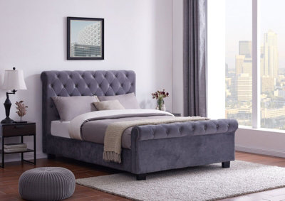 B&Q -  Whitford Double 4Ft 6 Side Opening Ottoman Plush Grey Bed Frame