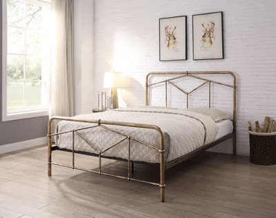 B&Q -  Axton Double 4Ft 6 Antique Bronze Metal Bed Frame