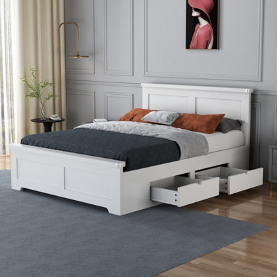 Flintshire Furniture Conway Four Drawer 5Ft King Size White Storage Bed Frame from B&Q