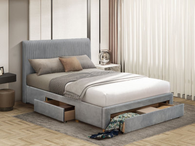Flintshire Furniture Drury Kingsize 5Ft Grey Bed Frame With Drawers