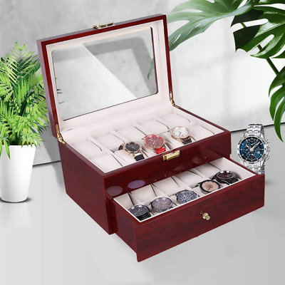 Xample Wooden Watch Display Storage Box Jewelry Collection Organizer Case With 20 Grids For WatchesBracelets & Accessories from B&Q